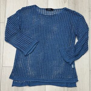 Stylish Women's Open-Knit Blue Sweater